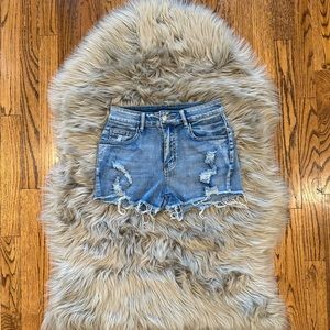 SHEIN distressed stretchy denim shorts